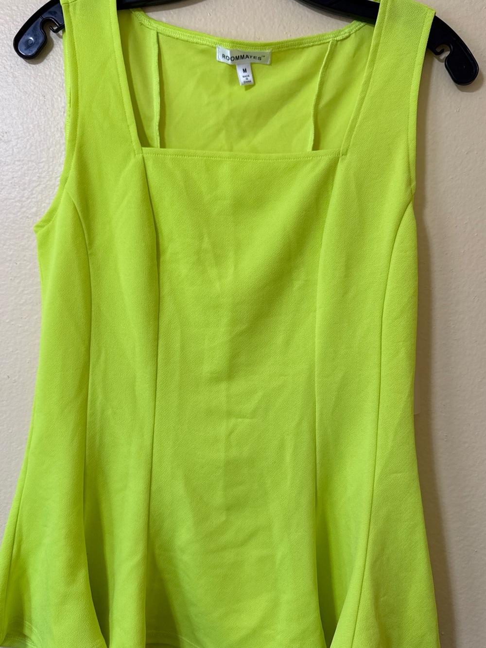 Sleeveless Square Neck Top in Neon Yellow